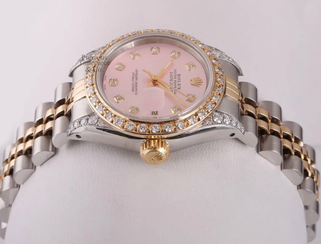 Montre rolex pink gold hour-date