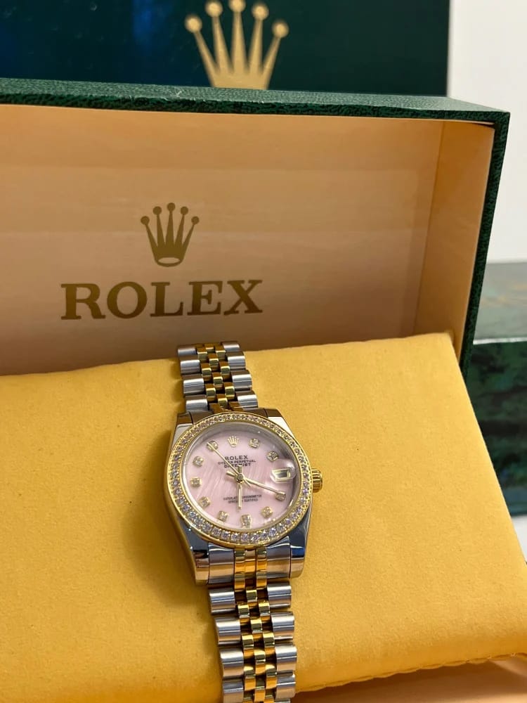 Montre rolex pink gold hour-date