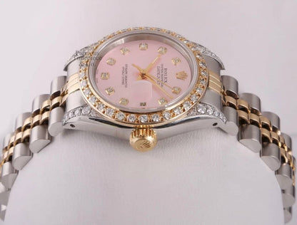 Montre rolex pink gold hour-date