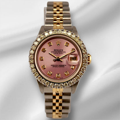 Montre rolex pink gold hour-date