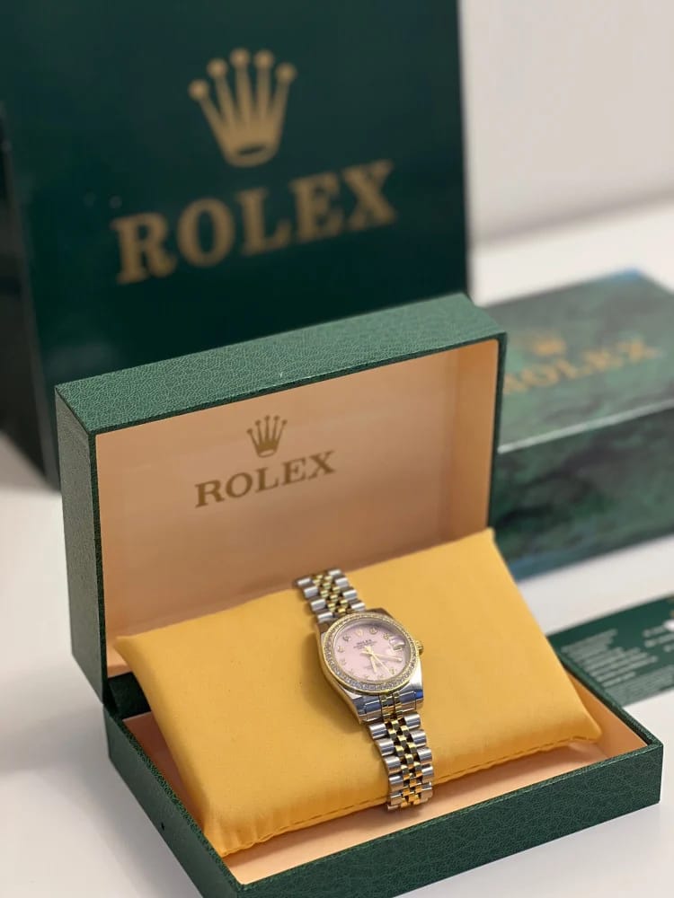 Montre rolex pink gold hour-date