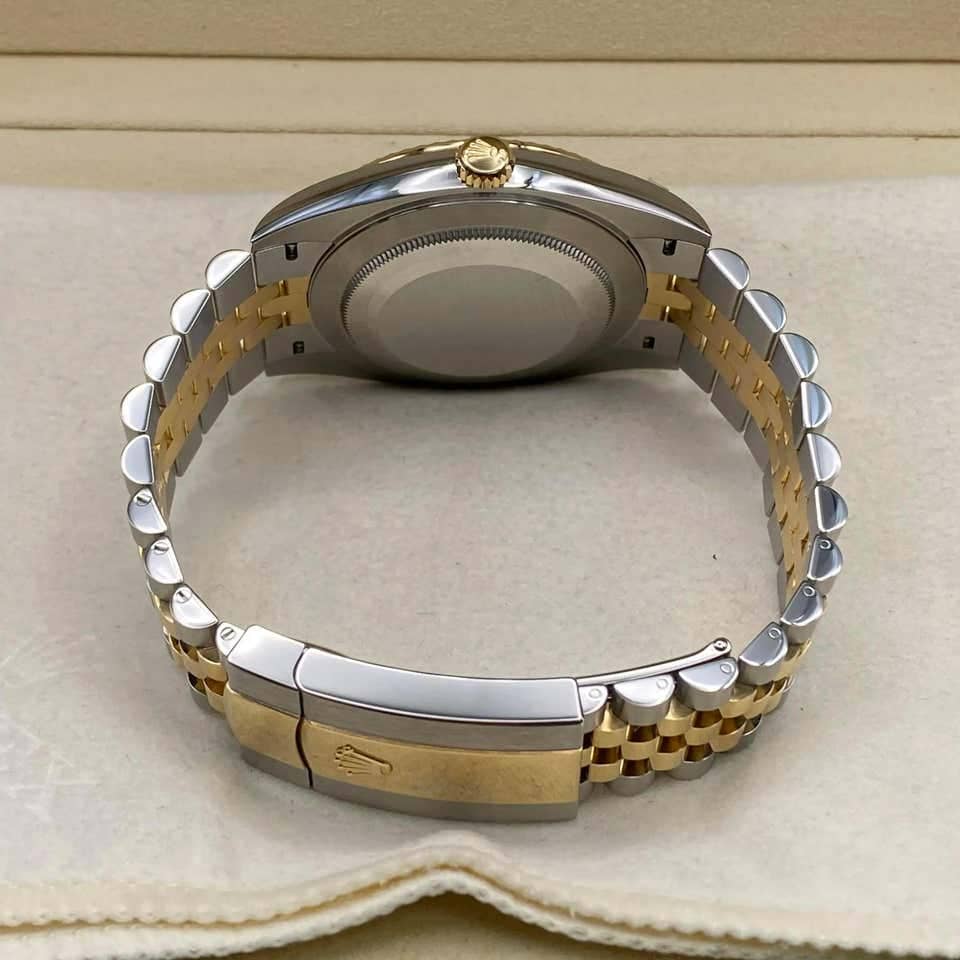 Montre femme 26 mm rolex lady just noir acier inoxydables or argent