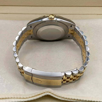 Montre femme 26 mm rolex lady just noir acier inoxydables or argent