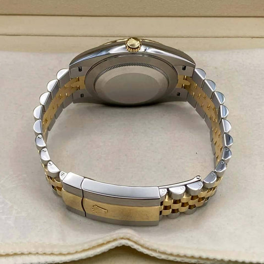 Montre femme 26 mm rolex lady just noir acier inoxydables or argent